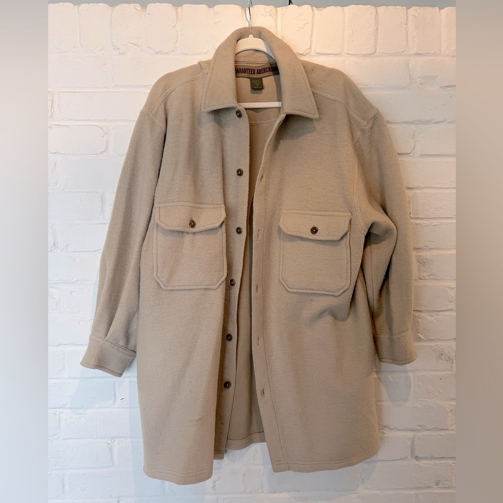 Tan Abercombie and Fitch Oversized Shacket